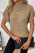 Turtleneck Textured Short Sleeve Sweater
